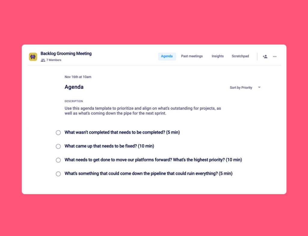 backlog grooming agenda template