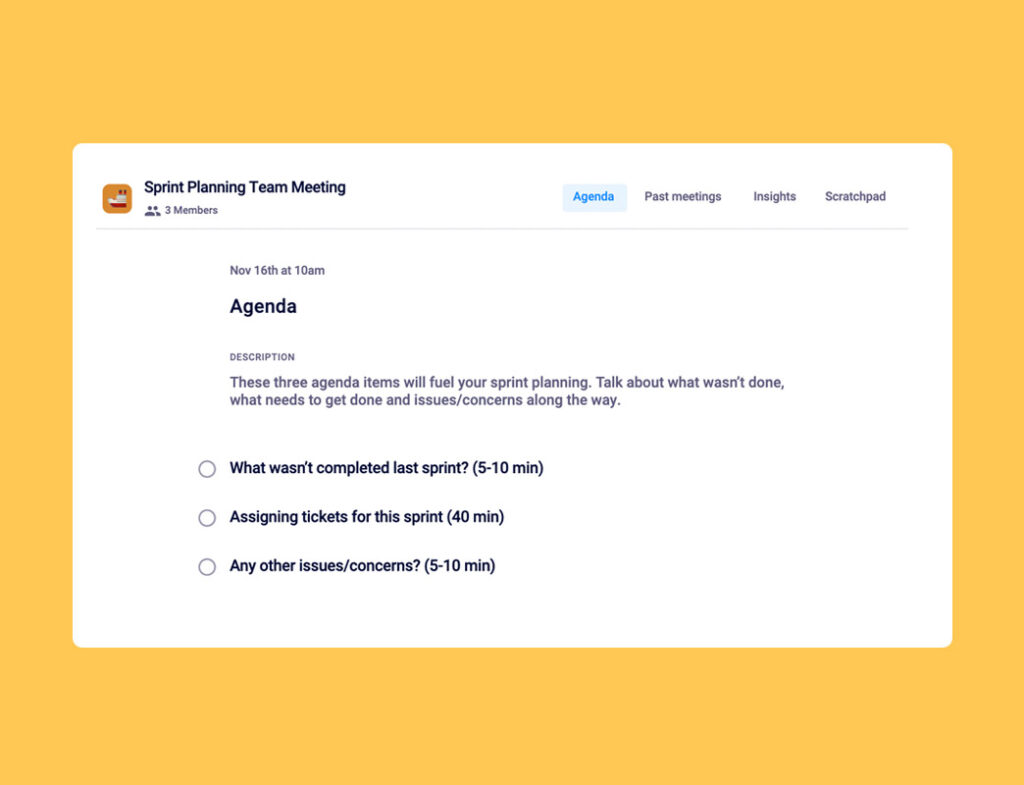 Sprint planning agenda template