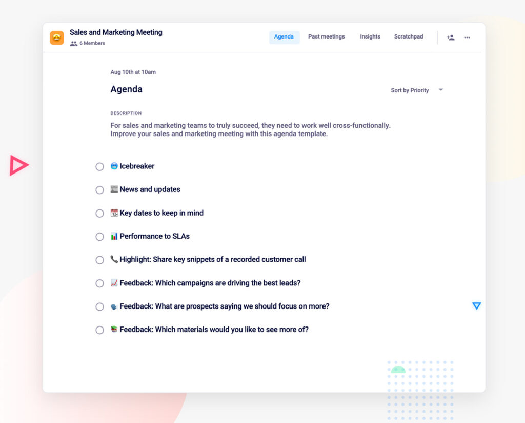 sales and marketing meeting template