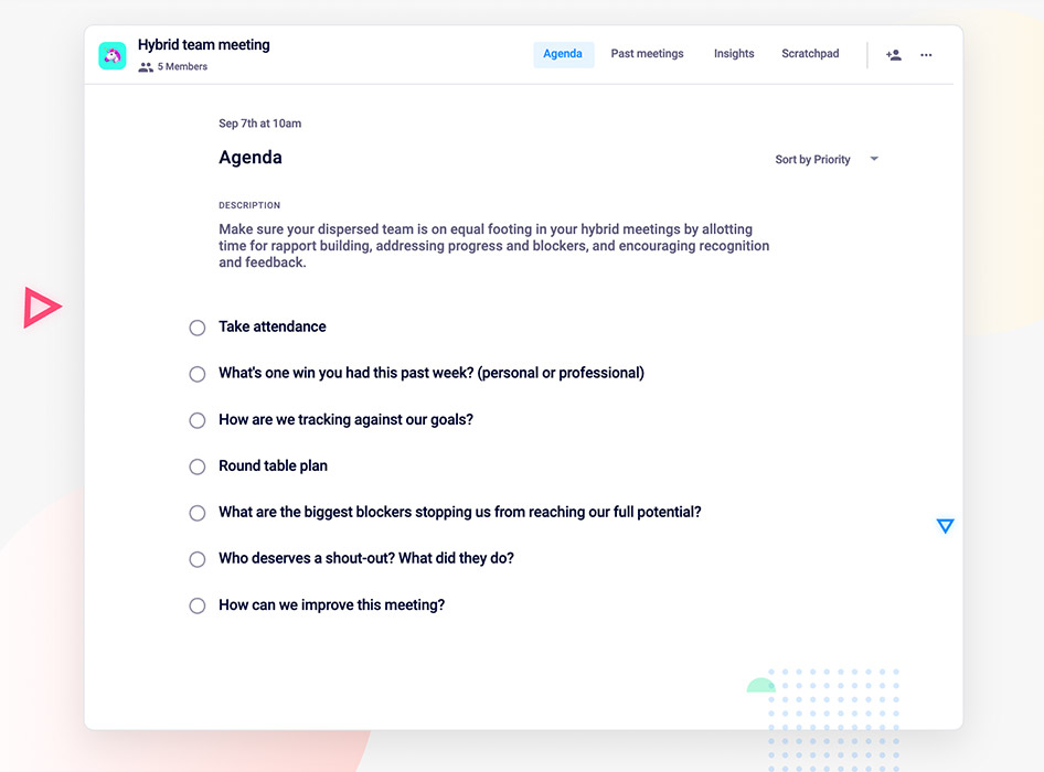 hybrid team meeting agenda template