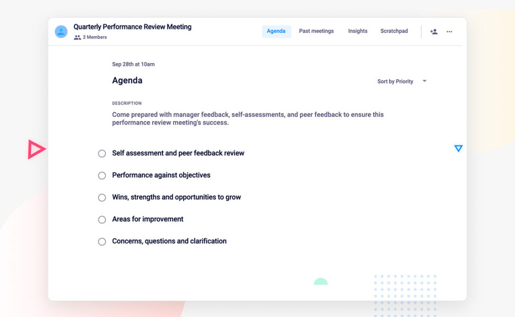 Quarterly performance review agenda template