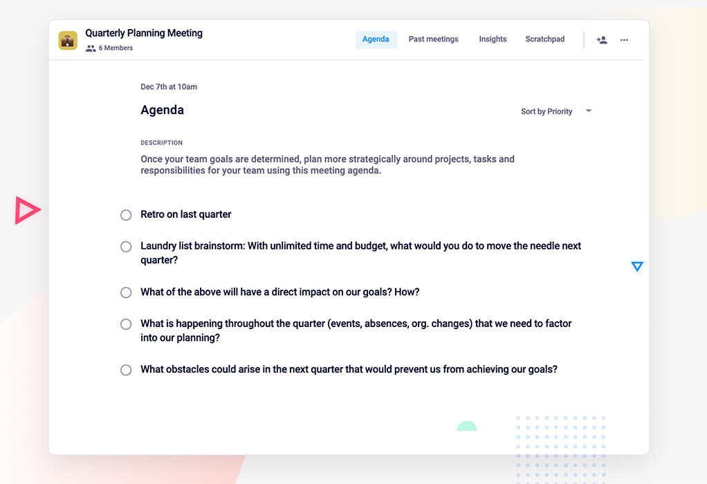 quarterly planning meeting agenda template