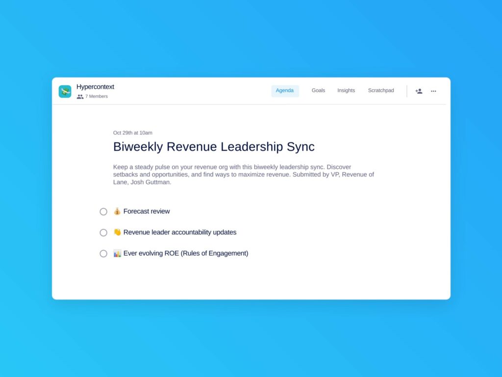 Revenue leadership sync meeting template