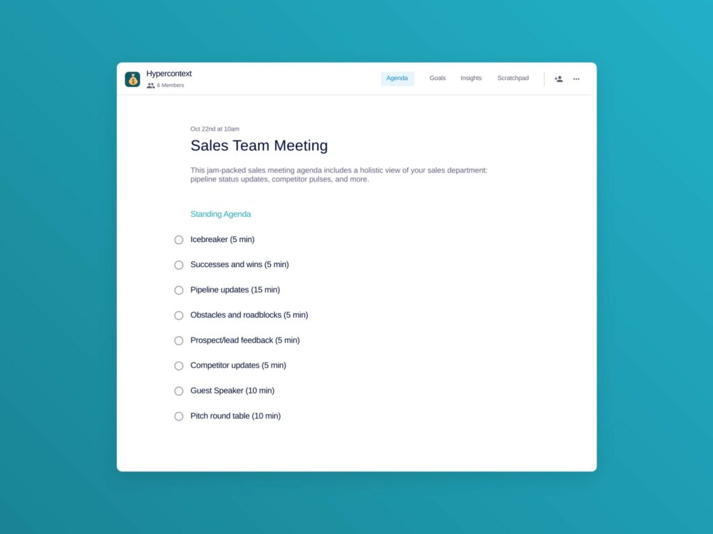 sales team meeting agenda template